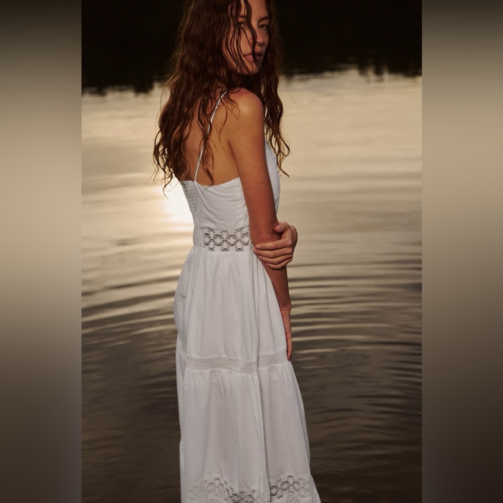 LACE INSERT POPLIN DRESS
